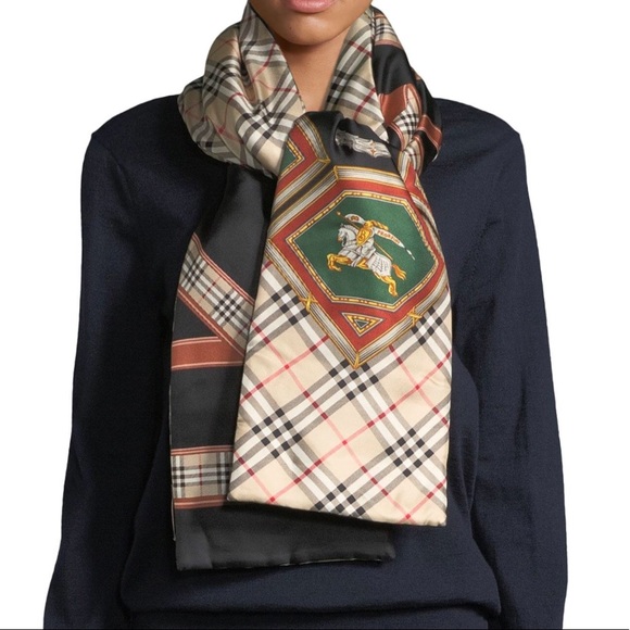 BURBERRY London Silk Archive Prints Puffer Scarf - Picture 8 of 8